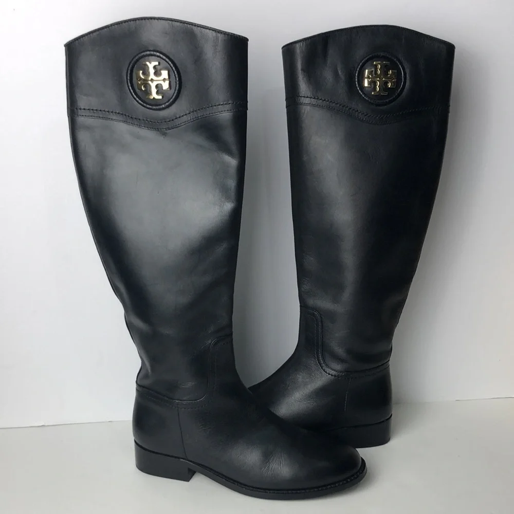 Tory Burch Ashlynn Black Leather Tall Boots 5.5